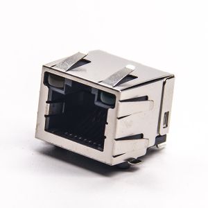 Cheap LED SMT 8P8C RJ45 Modular Jack For Ethernet With Shrapnel 1 Port Solder Termination for sale