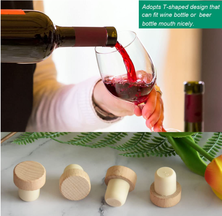 OEM ODM T Type Wooden Top Whisky Liquor Bottle Cap For Wine Glass Bottle