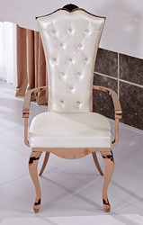 White Modern Crystal PU Leather Dining Chairs 10.5kg 201 Stainless Steel frame