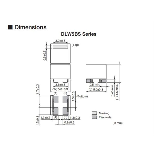 DLW5BSM191SQ2L 5A Common Mode Choke 125VDC Wire Wound