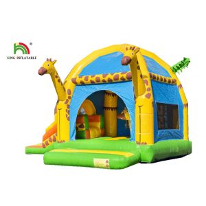 4 In 1 Giraffe Inflatable Jumping Castle With Slide And Obstacle For Outdoor