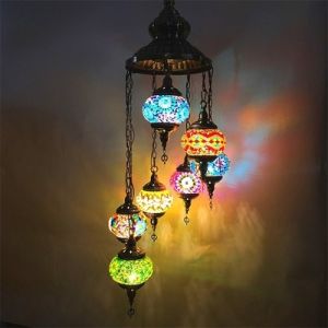 Long staircase chandelier turkish Glass handmade lampshade pendant light(WH-DC