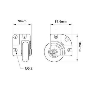 Diecast corner castor with 75mm polyurethane wheel. MS-W8675