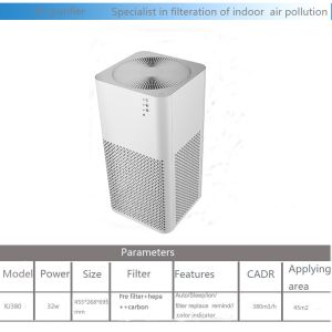 China CE/ROHS ABS 380m3/H 50m2 Cadr Rating Air Purifier on sale
