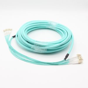 Pre Terminated Multifiber Breakout Patch Cable LC UPC OM3 Multimode 850nm