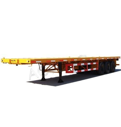 Container Twist Locks Flatbed Semi Trailer with 160mm Cross Beam and 12R22.5