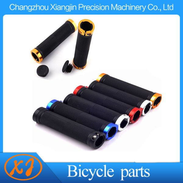 Quality Mountain Bike BMX Rubber Handle Grips with Aluminum Rings  Floding Locking Bicycle Handlebar Grips wholesale