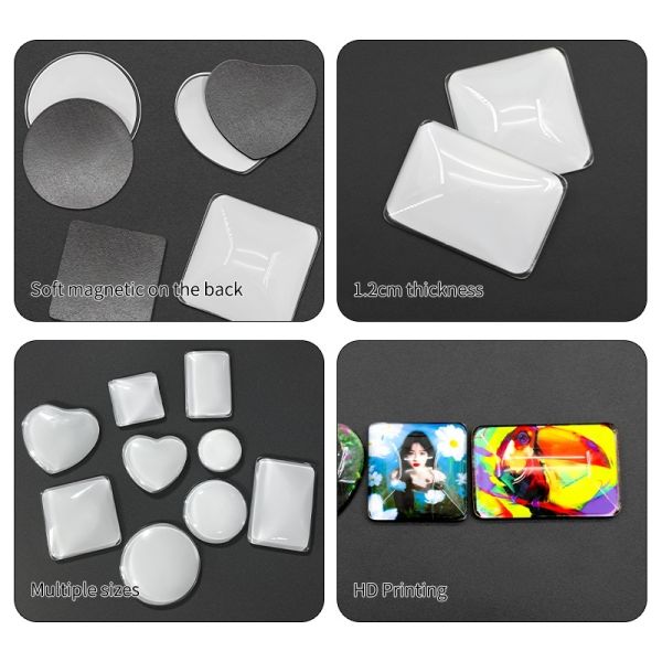 Sublimation Crystal Glass Fridge Magnet Customized Glass Refrigerator Magnets Blanks