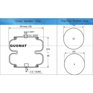 Double Convoluted Air Ride Springs Firestone W01-358-6897 Single Stud Up Airbag