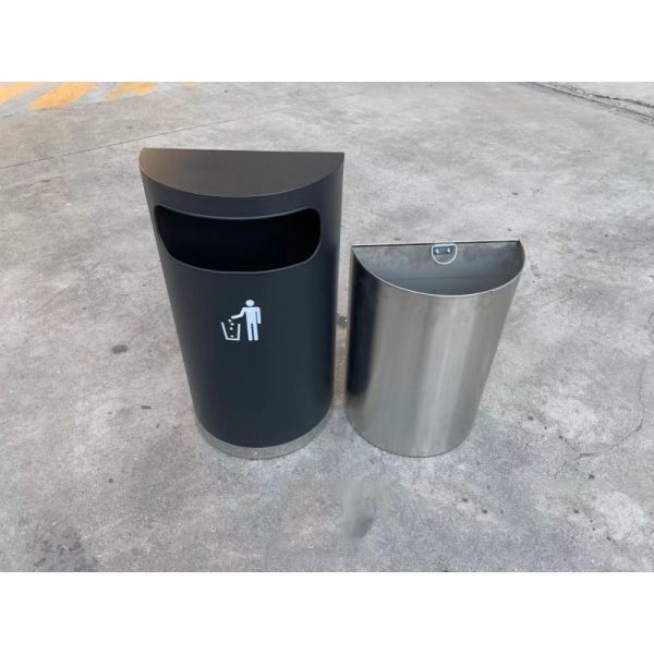 Large Capacity Half-round Shopping Mall Supermarket Standing Aisle Against the Wall Elevator Door Smoke Bucket Trash Can