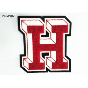 China Handmade H  Letterman Patches  College Jacket Embroidery Chenille Greek Letters on sale