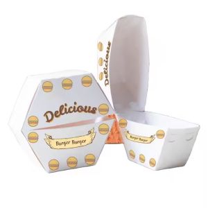 Custom Unique Biodegradable Burger Boxes Fast Food Takeaway Packaging for