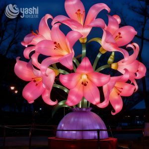 Traditional Chinese Festival Lanterns Lily Decoration Lanterns for Botanical