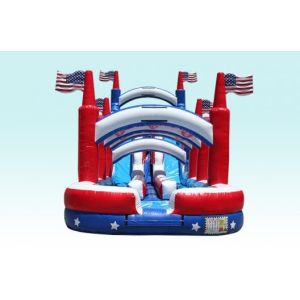 Outdoor 18Foot Hignt Inflatable Water Slides All American Flag With Slip Slide