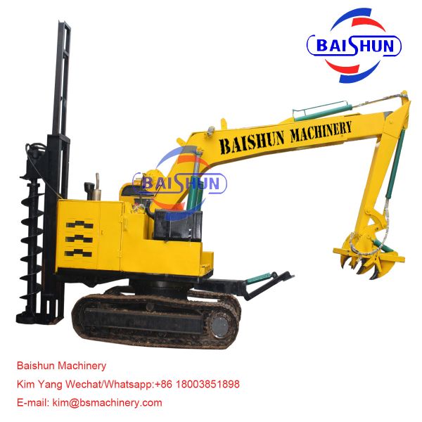 5-8T Crane Auger Pole Erection Machine Drilling Rig Mounted On Tractor For