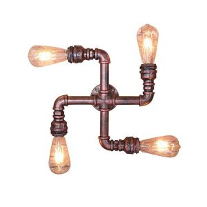 China E27 Antique Filament Bulb Wall Lights Metal Water Pipe Wall Light Sconces on sale