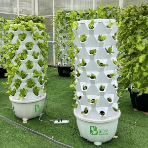 Stocked 65L 6 Layer 48 Plant Holes Hydroponic Growing Tower With Drip Nutrient