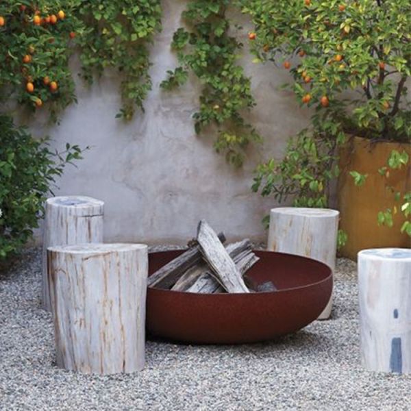 Outdoor Corten Steel Fire Pit Round Rustic Look Outdoor Personal Large Garden Or Courtyard Furniture Firpit