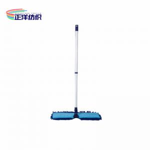Cheap 120cm Extendable Broom Stick Telescopic Steel Pole Blue Double Side Usable Microfiber Flat Mop for sale