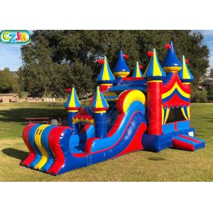 Commercial Blow Up Bounce House With Waterslide Plato Vinyl PVC Material