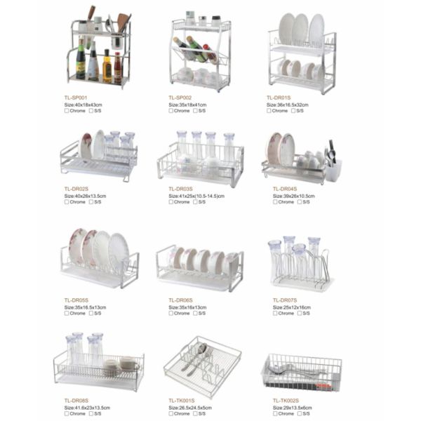 Hot Sale Single-Layer Bowl Drain Rack Aluminum Kitchen Dish Drawer Bowl Rack Pull-Out Basket