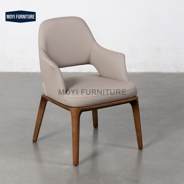 Standard Size Designer Modern Luxury Upholstered Coffee Chairs Pu Leather Wooden Armchairs Dinning Room Set Tables Chairs