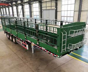 Cheap 30-100 Tons 4 Axles Heavy Duty Semi Trailers Cargo Livestock Sugar Cane Stake Fence 13m for sale