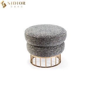 Eco Friendly Modern Foot Rest Stool Round Fabric Ottoman Stools ODM