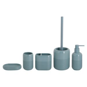 Aqua Plain Polyresin Bathroom Accessories Bathroom Countertop Accessories Set With Circle Line ODM