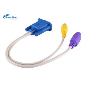 PC LAPTOP VGA D SUB Cable S-Video 3 RCA Composite AV TV Out Converter Adapter