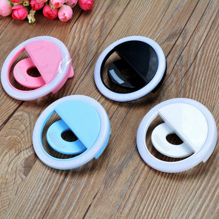 Cri70 Selfie Led Ring Light Photographic Beauty Flash Clip On Phone Portable Battery Operated
