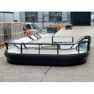 Fan Cooling Display Chiller for Supermarket with Transparent Glass Endpanels for