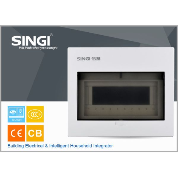 Elegant appearance 10 mounted units electrical distribution box focused on
