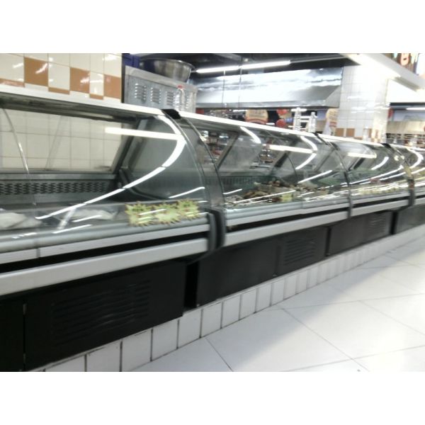 Supermarket Deli Display Fridge Butcher Refrigeration Equipment With Flip Up Glass Door