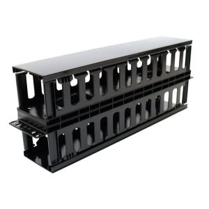 China Plastic Dual Sided Finger Duct Cable Management , Horizontal Rack Mount Brush Panel on sale