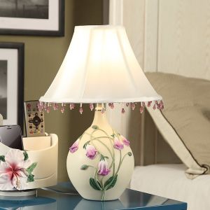 White Purple Elegant Nightstand Table Lamps With Power Switch Lightweight