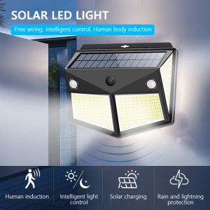 2200mAh Battery 500lm 260 Led Solar Motion Sensor Wall Light For Garden