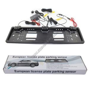 European License Plate Parking Sensor 3 in 1 Car Rearview Camera with two probes