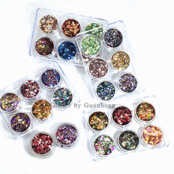 Mixed Holographic Rainbow Glitter Hexagon Halloween Tumbler Ornament