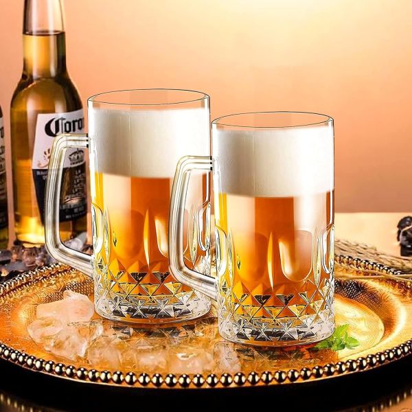 Quality 20OZ Glass Beer Mugs With Handles Dishwasher And Microwave Safe wholesale
