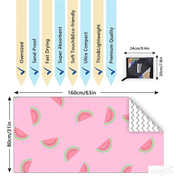 Quick Dry Two Side Printed Microfiber Beach Towel Absorbent Travel Blanket