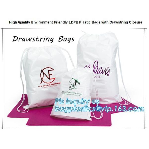 Biodegradable Environment friendly LDPE Plastic bags with DRAWSTRING closure