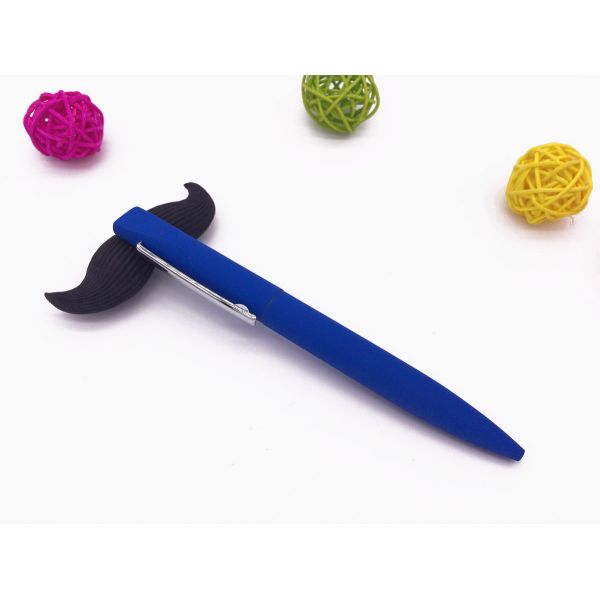 Quality bule color rubber face metal pen with clip logo metal pen wholesale