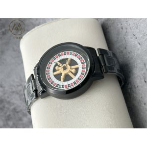 Round Case Shape Stainless Steel Strap Quartz Watch with Black Alloy Bezel