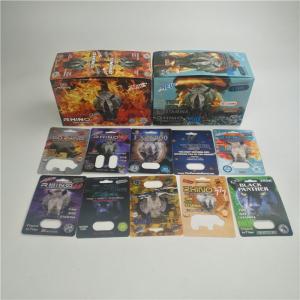 China Rhino Capsule Pills 3D 9000 Rhino Blister Card Packaging CMYK on sale