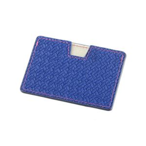Rectangle Credit Card Organizer Wallet PU Leather Weave Wallet Debossing Logo
