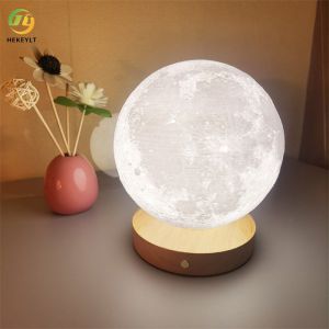 Moon lamp rotating sleep moon small night light bedroom desk rechargeable lamp