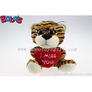Cheap 5.9&quot; Plush Tiger Big Eyes Toy With Heart Pillow For Valentines Day for sale