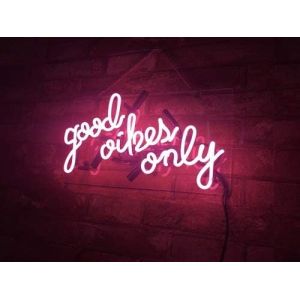 Realwell Pink Good Vibes Only Neon Sign Wall Decor for Room Bar Shop Restaurant