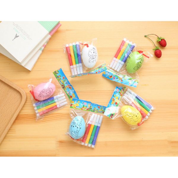 Assorted colors Plastic Easter eggs Gachapon Eggs surprise eggs Gacha Ball With 4 Colours Water Color Pen for kids DIY